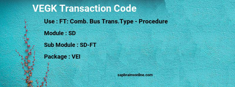 SAP VEGK transaction code