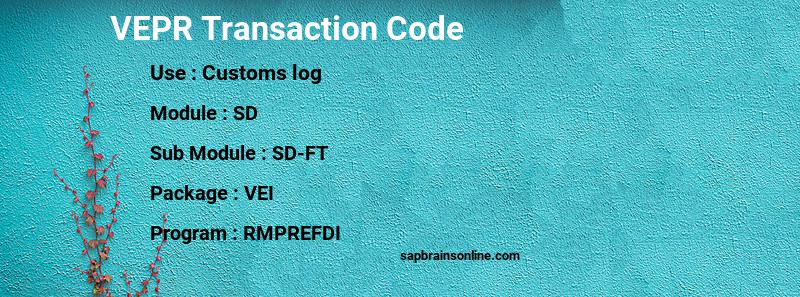 SAP VEPR transaction code