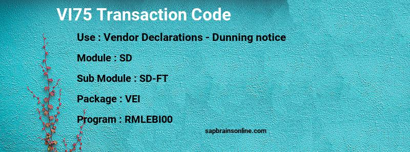 SAP VI75 transaction code