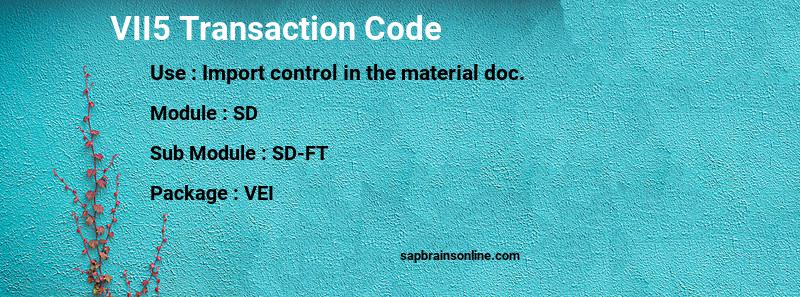 SAP VII5 transaction code