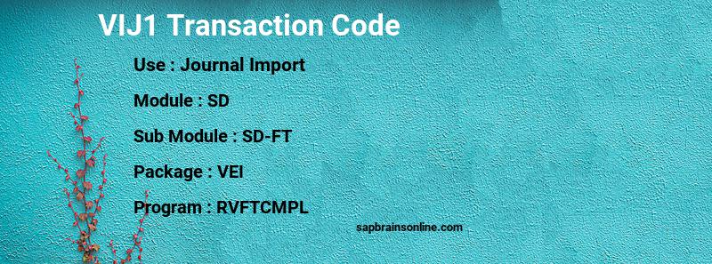 SAP VIJ1 transaction code