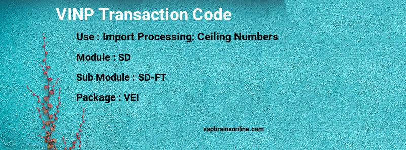 SAP VINP transaction code