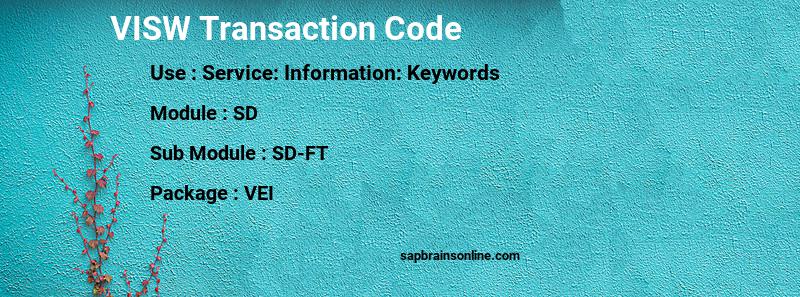 SAP VISW transaction code
