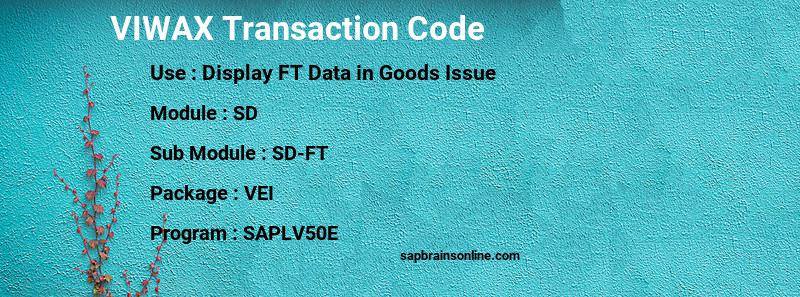 SAP VIWAX transaction code