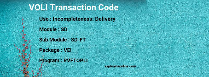 SAP VOLI transaction code