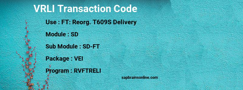 SAP VRLI transaction code