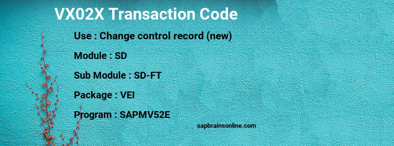 SAP VX02X transaction code