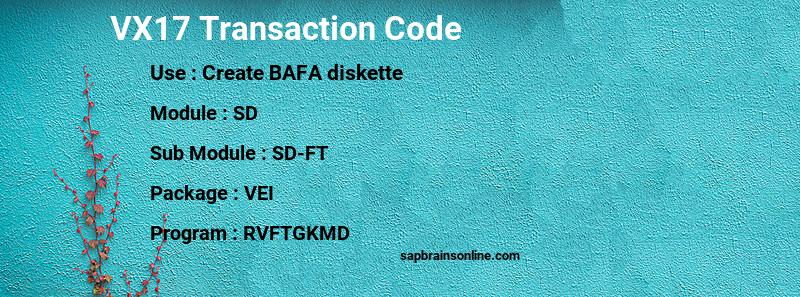 SAP VX17 transaction code