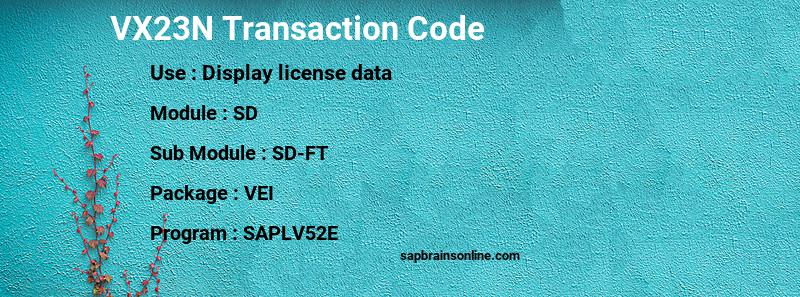 SAP VX23N transaction code