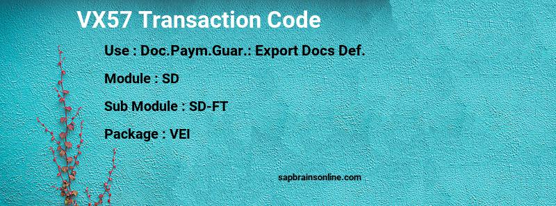 SAP VX57 transaction code