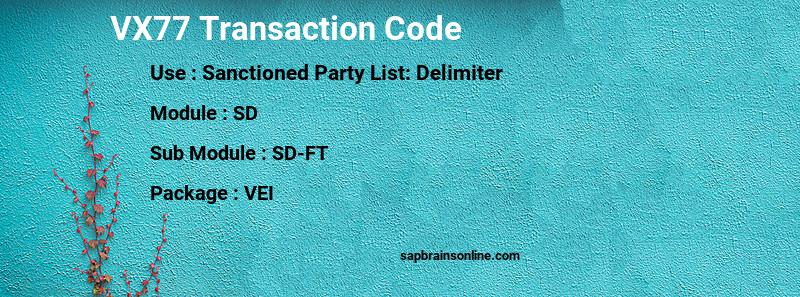 SAP VX77 transaction code