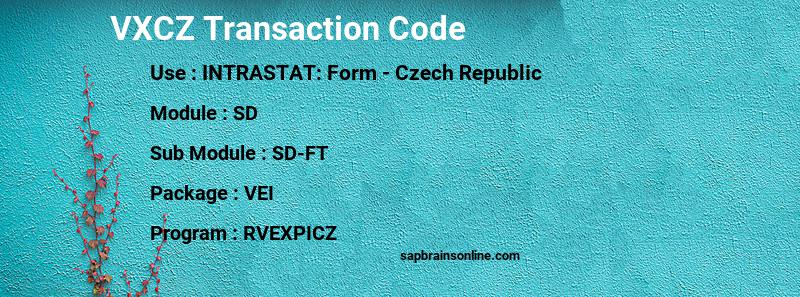 SAP VXCZ transaction code