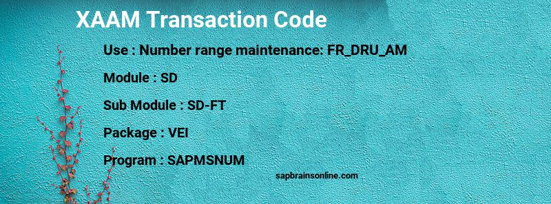 SAP XAAM transaction code