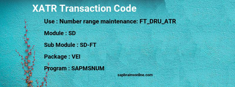 SAP XATR transaction code