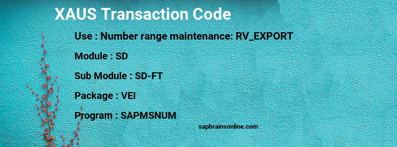 SAP XAUS transaction code