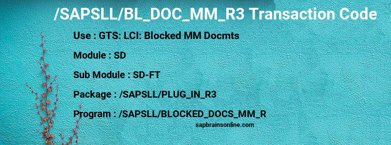 SAP /SAPSLL/BL_DOC_MM_R3 transaction code