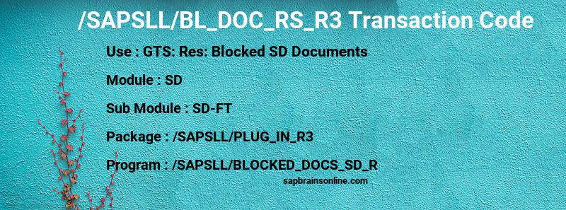 SAP /SAPSLL/BL_DOC_RS_R3 transaction code
