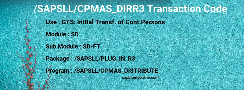 SAP /SAPSLL/CPMAS_DIRR3 transaction code