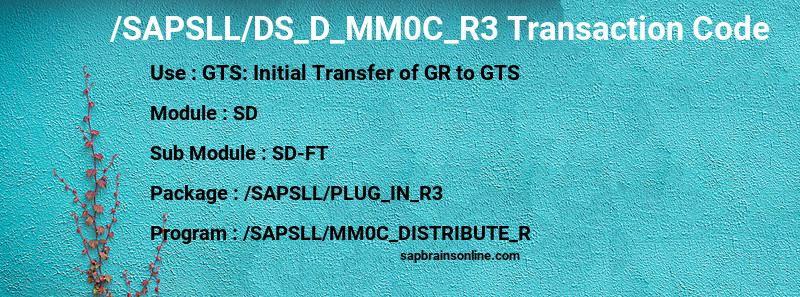 SAP /SAPSLL/DS_D_MM0C_R3 transaction code