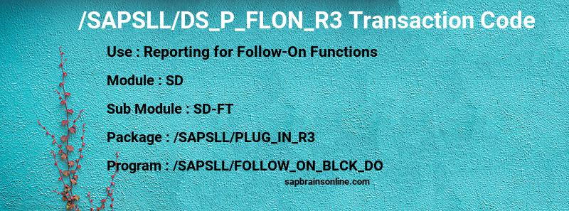 SAP /SAPSLL/DS_P_FLON_R3 transaction code