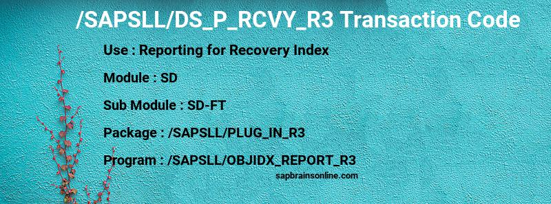 SAP /SAPSLL/DS_P_RCVY_R3 transaction code