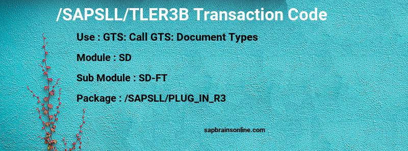 SAP /SAPSLL/TLER3B transaction code