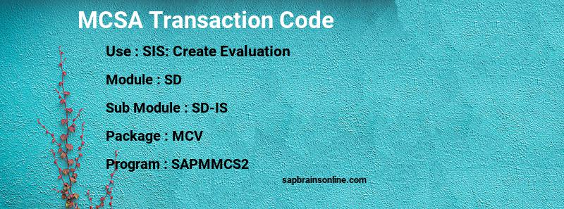 SAP MCSA transaction code