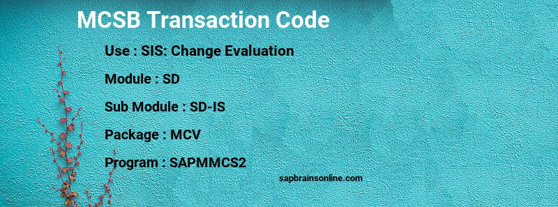 SAP MCSB transaction code