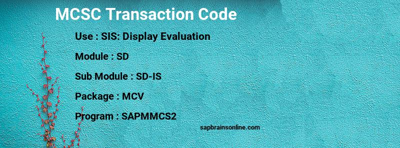 SAP MCSC transaction code