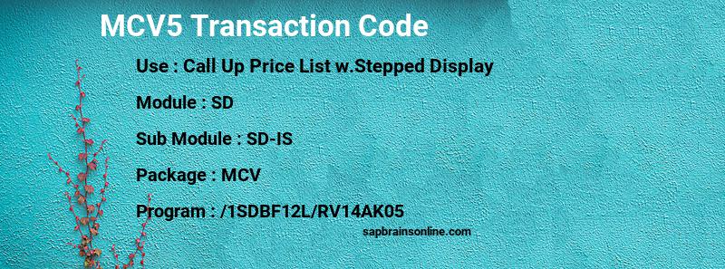 SAP MCV5 transaction code