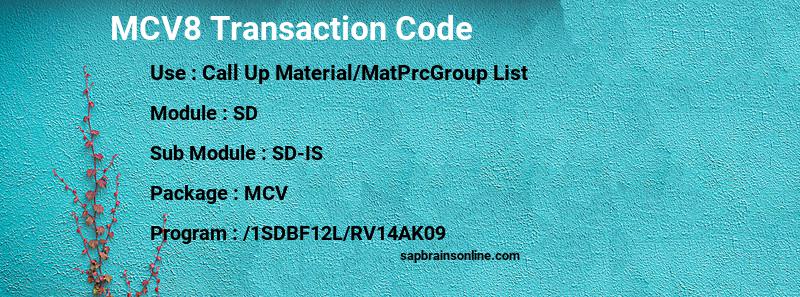 SAP MCV8 transaction code