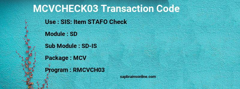 SAP MCVCHECK03 transaction code