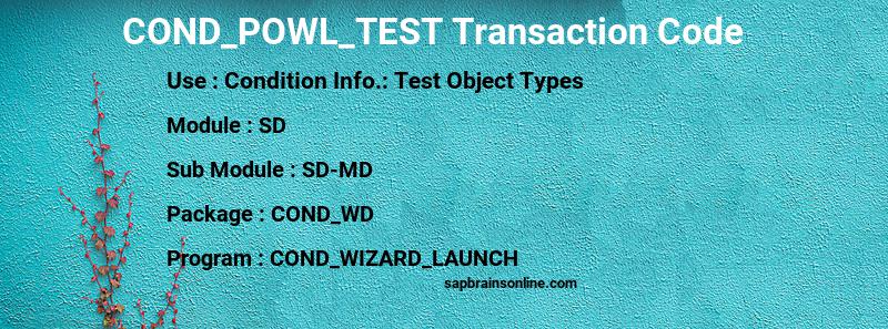 SAP COND_POWL_TEST transaction code