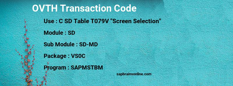 SAP OVTH transaction code