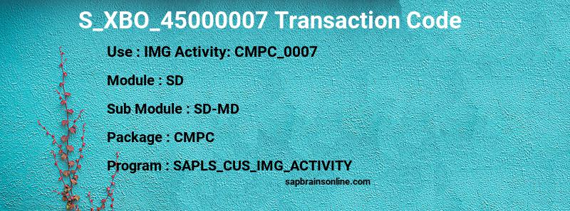 SAP S_XBO_45000007 transaction code