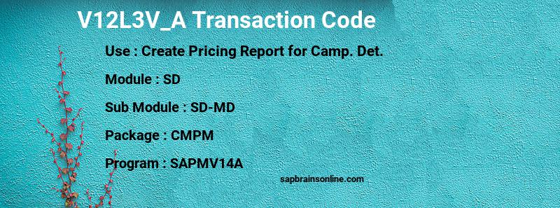 SAP V12L3V_A transaction code