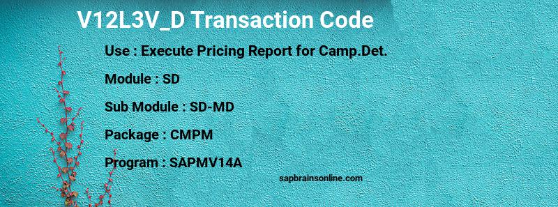 SAP V12L3V_D transaction code