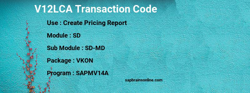 SAP V12LCA transaction code