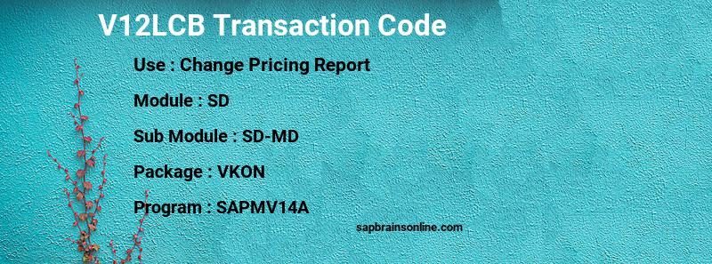 SAP V12LCB transaction code