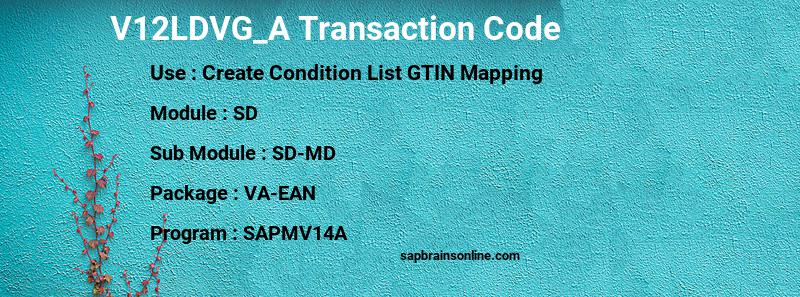 SAP V12LDVG_A transaction code