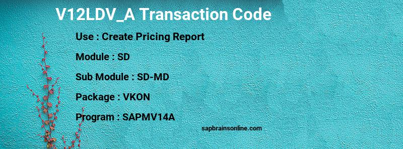 SAP V12LDV_A transaction code