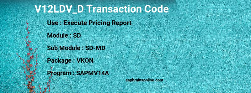 SAP V12LDV_D transaction code