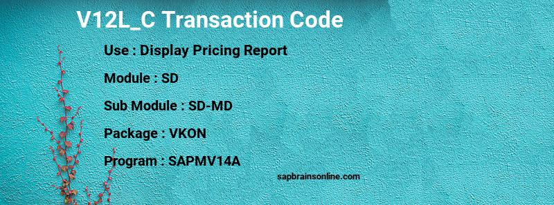 SAP V12L_C transaction code