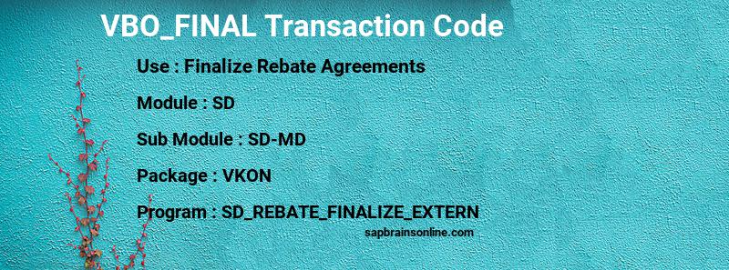 SAP VBO_FINAL transaction code