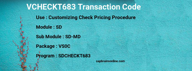 SAP VCHECKT683 transaction code
