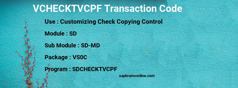 SAP VCHECKTVCPF transaction code