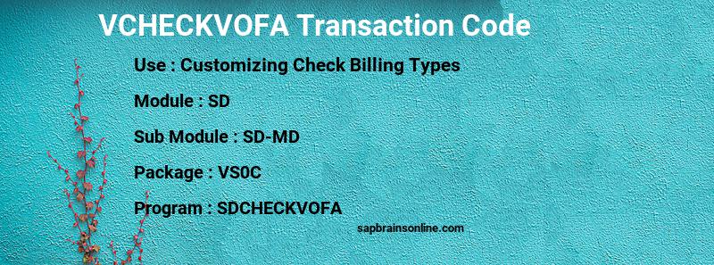 SAP VCHECKVOFA transaction code