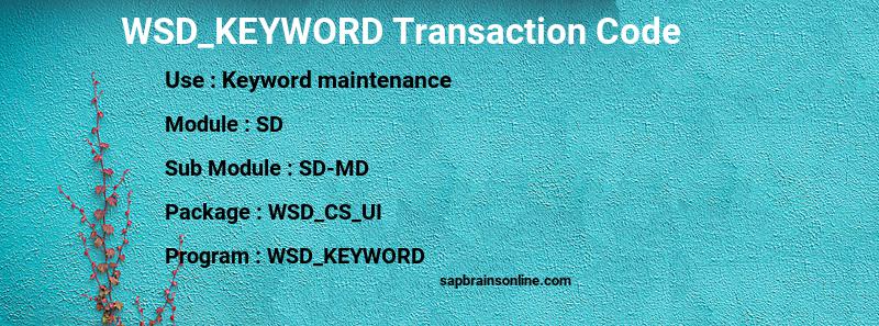 SAP WSD_KEYWORD transaction code