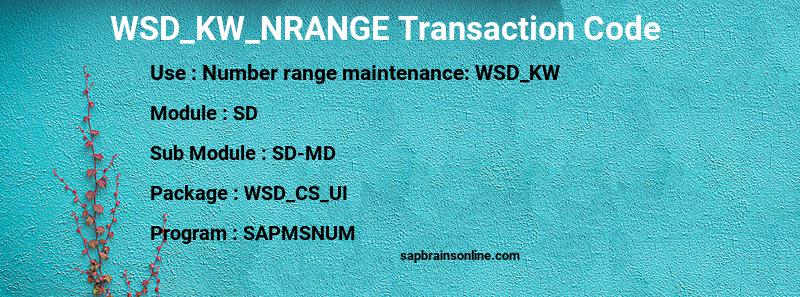 SAP WSD_KW_NRANGE transaction code