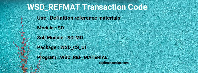 SAP WSD_REFMAT transaction code